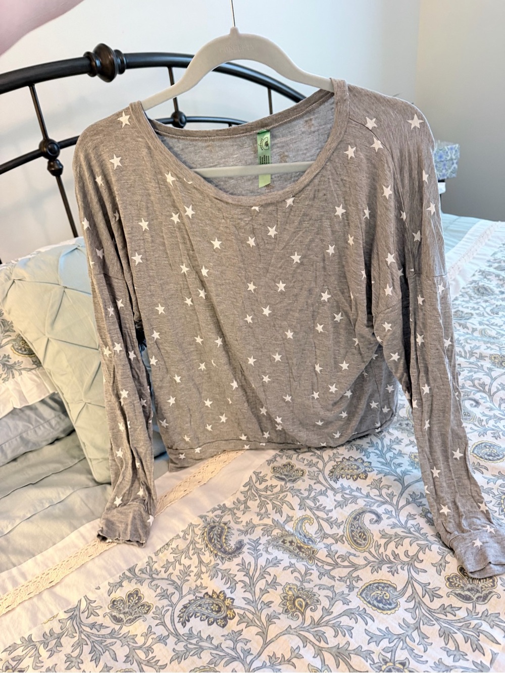 Honeydew USA Gray Star Crewneck Long-Sleeve Top